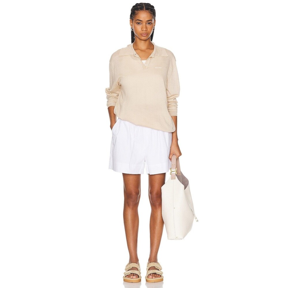 AEXAE Everyday Cotton Poplin Lined Shorts White Size Medium Msrp $160